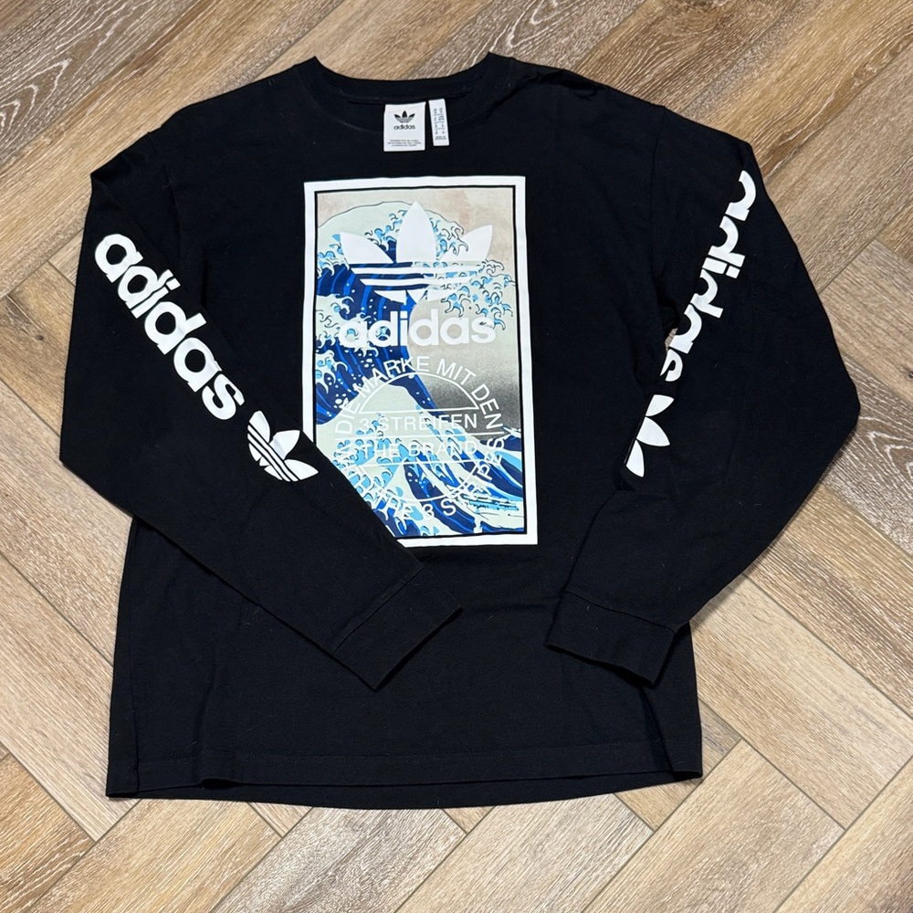 Adidas Black Long Sleeve with Wave Graphic